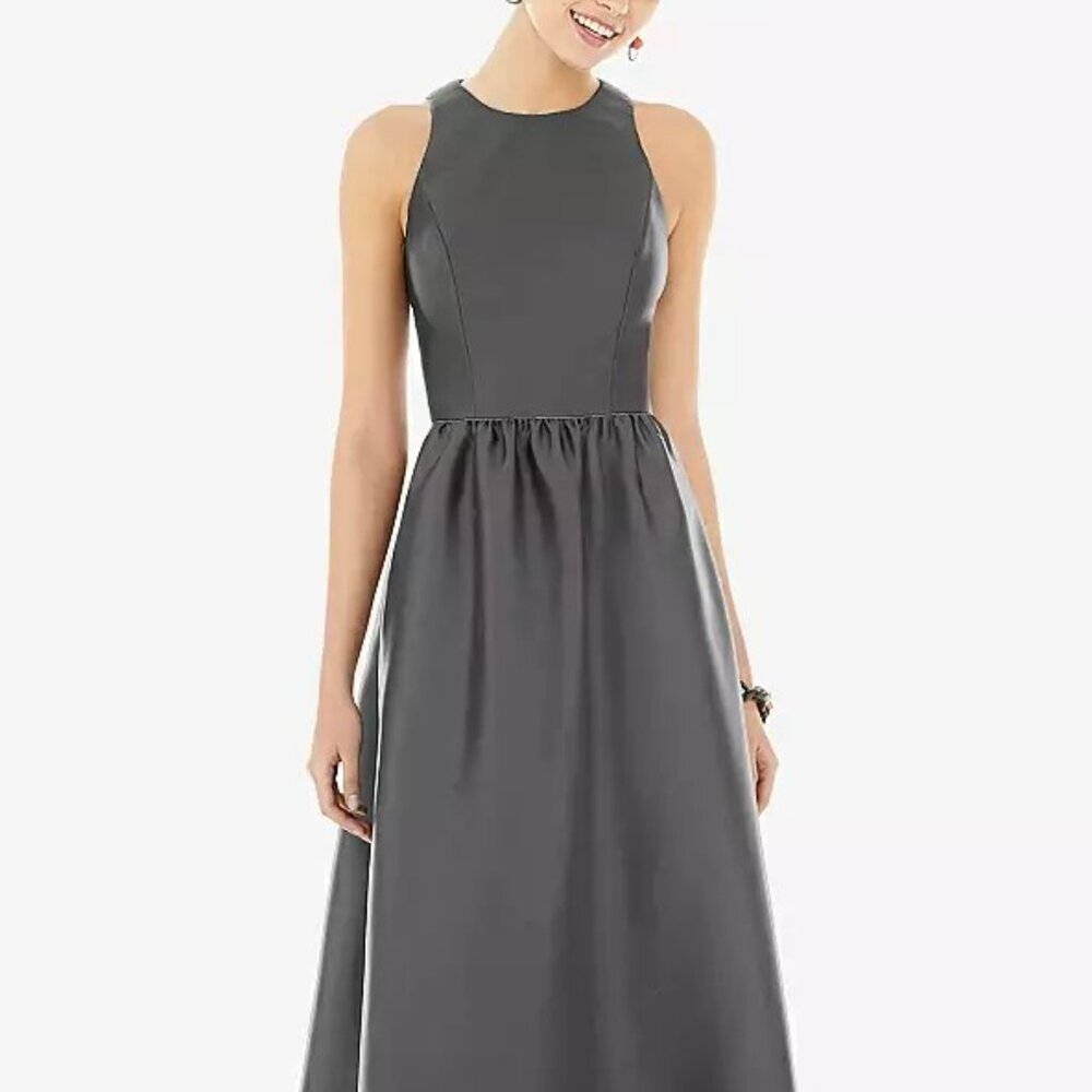 Alfred Sung Keyhole Back Satin Maxi Dress Sample 10 - Picture 8 of 10